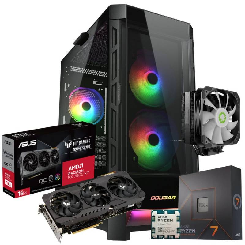 Pc Gamer Amd Ryzen 7 7700X  -  16Gb Ram Ddr5  -  Ssd 500Gb  -  Rx 7600 Xt  -  600W 80 Plus