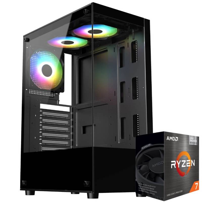 Pc Gamer X Amd Ryzen 7 5700G - Mother A520M - 16Gb Ram - Ssd 480Gb - Fuente 500W 80P Bronze