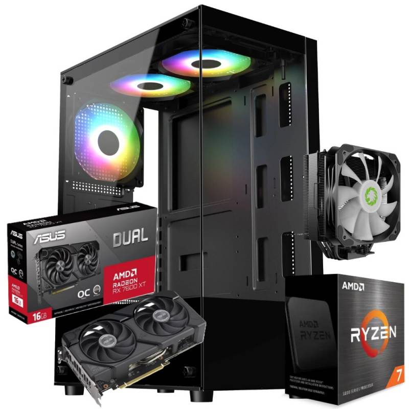 Pc Gamer Amd Ryzen 7 5700X  -  16Gb Ram  -  Ssd 960Gb  -  Rx 7600 Xt  -  650W 80 Plus Bronze